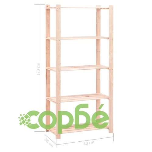 5-етажни стелажи, 10 бр, 80x38x170 см, бор масив, 250 кг ➤ топ цена ➤ sorbe.bg