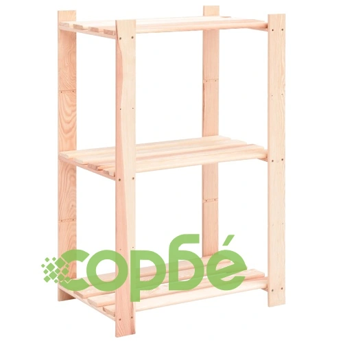 3-етажни стелажи, 2 бр, 60x38x90 см, бор масив, 150 кг ➤ топ цена ➤ sorbe.bg