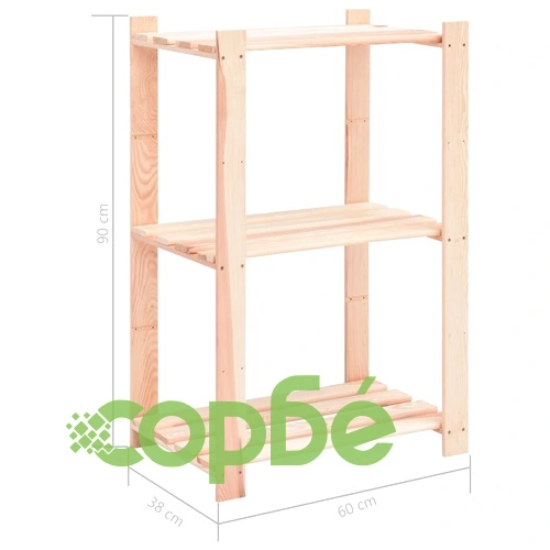 3-етажни стелажи, 2 бр, 60x38x90 см, бор масив, 150 кг ➤ топ цена ➤ sorbe.bg