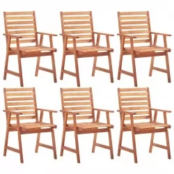 Градински трапезни столове, 6 бр, акация масив