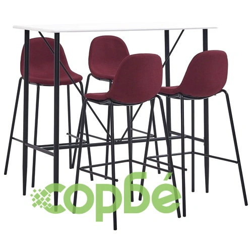 Бар комплект от 5 части, виненочервен текстил ➤ топ цена ➤ sorbe.bg