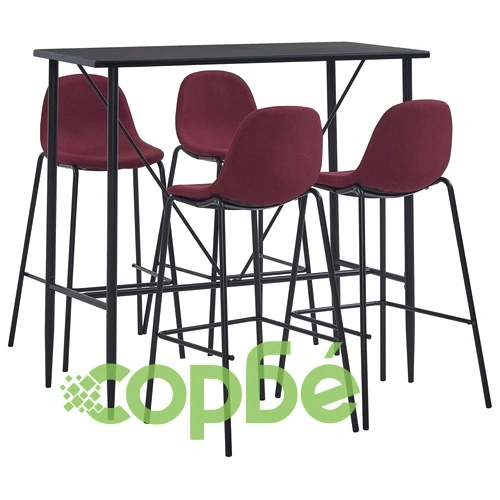 Бар комплект от 5 части, текстил, виненочервен ➤ топ цена ➤ sorbe.bg