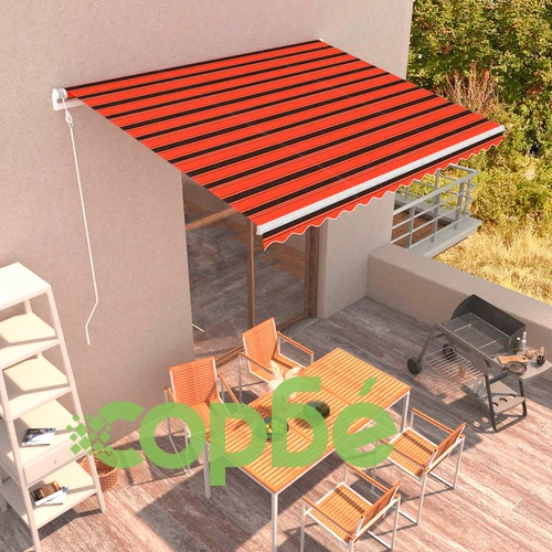Автоматично прибиращ се сенник, 400x300 см, оранжево и кафяво ➤ топ цена ➤ sorbe.bg