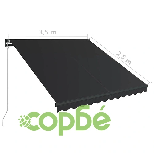 Ръчно прибираща се тента с LED, 350x250 см, антрацит ➤ топ цена ➤ sorbe.bg