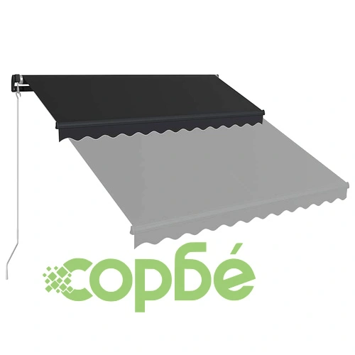 Ръчно прибираща се тента с LED, 350x250 см, антрацит ➤ топ цена ➤ sorbe.bg