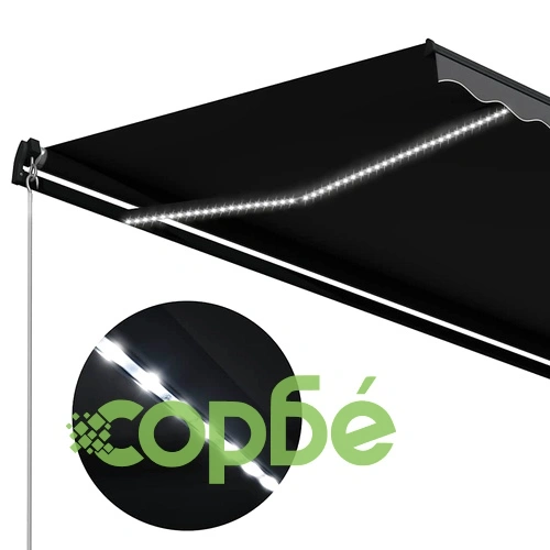 Ръчно прибираща се тента с LED, 350x250 см, антрацит ➤ топ цена ➤ sorbe.bg