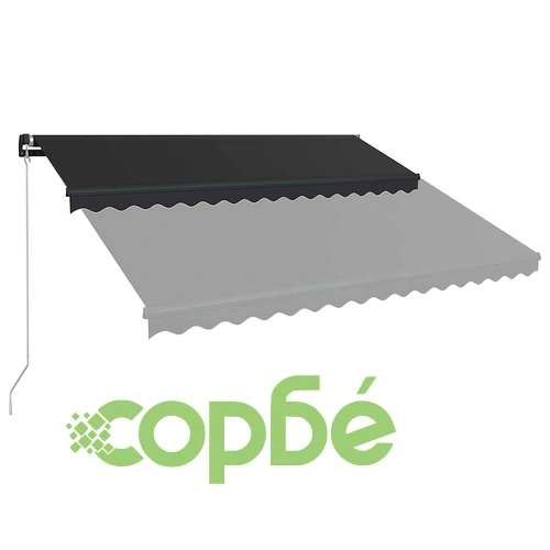 Ръчно прибираща се тента с LED, 450x300 см, антрацит ➤ топ цена ➤ sorbe.bg