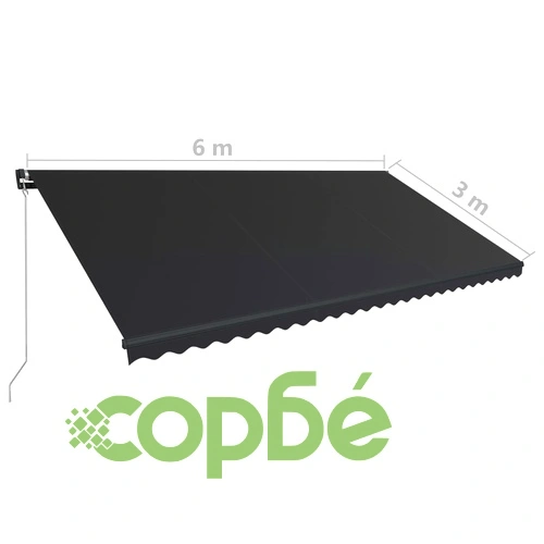 Ръчно прибираща се тента с LED, 600x300 см, антрацит ➤ топ цена ➤ sorbe.bg