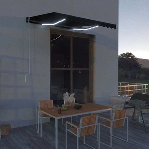 Прибиращ се сенник, сензор за вятър и LED, 300x250 см, антрацит