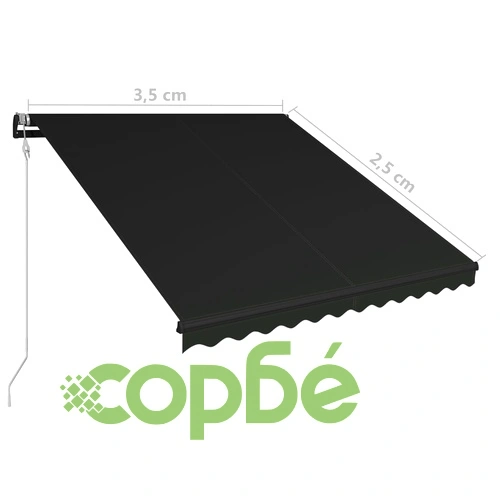Прибиращ се сенник, сензор за вятър и LED, 350x250 см, антрацит ➤ топ цена ➤ sorbe.bg