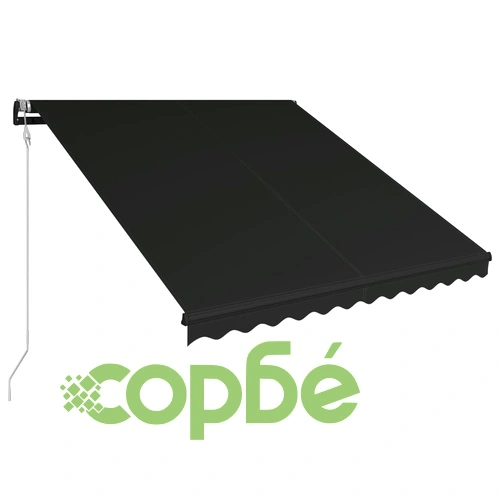 Прибиращ се сенник, сензор за вятър и LED, 350x250 см, антрацит ➤ топ цена ➤ sorbe.bg