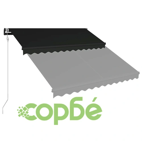 Прибиращ се сенник, сензор за вятър и LED, 350x250 см, антрацит ➤ топ цена ➤ sorbe.bg