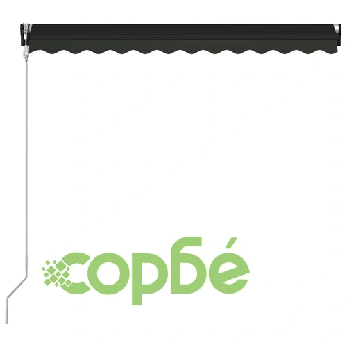 Прибиращ се сенник, сензор за вятър и LED, 350x250 см, антрацит ➤ топ цена ➤ sorbe.bg