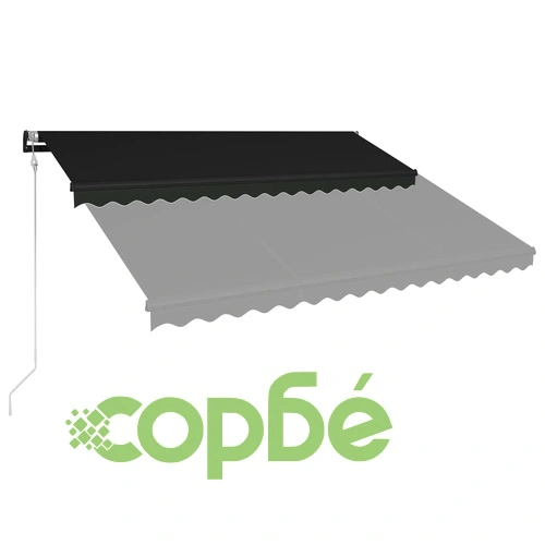 Прибиращ се сенник, сензор за вятър и LED, 450x300 см, антрацит ➤ топ цена ➤ sorbe.bg