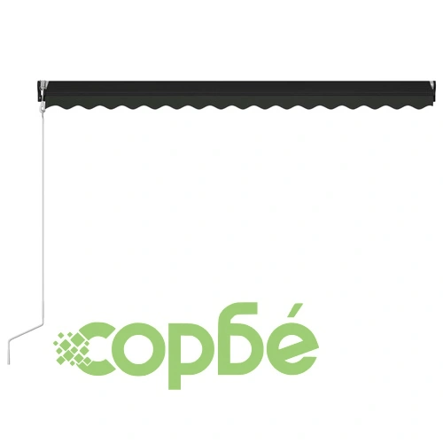 Прибиращ се сенник, сензор за вятър и LED, 450x300 см, антрацит ➤ топ цена ➤ sorbe.bg