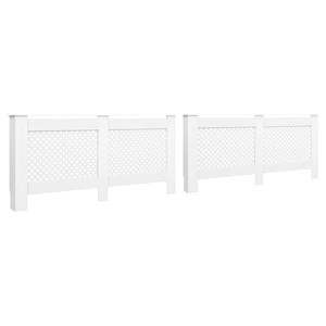 Паравани за радиатори, 2 бр, бели, 172x19x81,5 см, МДФ