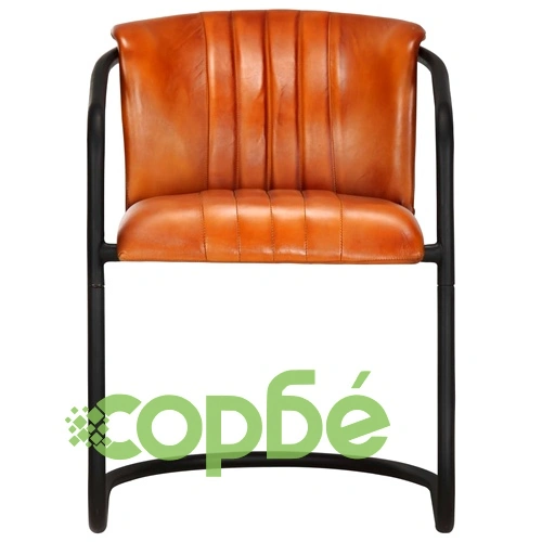 Трапезни столове, 6 бр, жълтокафяви, естествена кожа ➤ топ цена ➤ sorbe.bg