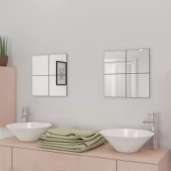 Огледални плочки без рамки, стъкло, 16 бр, 20,5 см