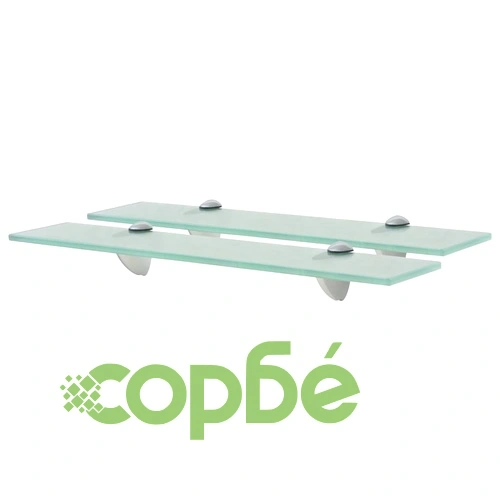 Подвижни рафтове, 2 бр, стъкло, 50x10 см, 8 мм ➤ топ цена ➤ sorbe.bg