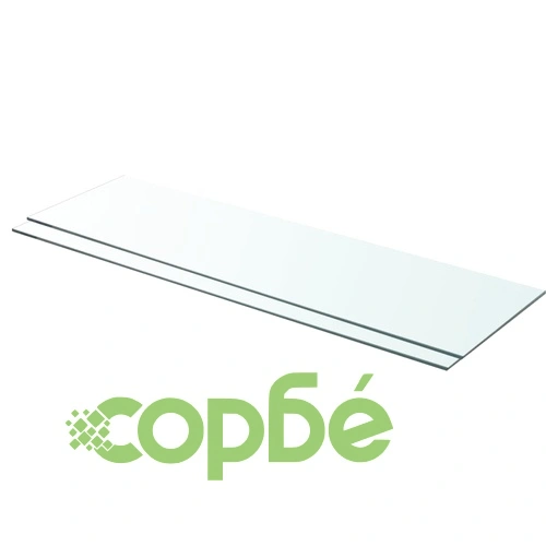 Рафтове, 2 бр, панели прозрачно стъкло, 90x25 см ➤ топ цена ➤ sorbe.bg