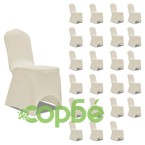 Калъфи за столове, разтегателни, кремави, 24 бр ➤ топ цена ➤ sorbe.bg