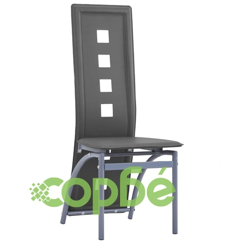 Трапезни столове, 6 бр, сиви, изкуствена кожа ➤ топ цена ➤ sorbe.bg