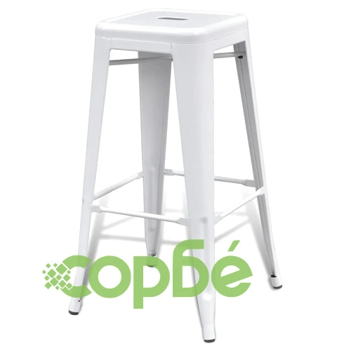 Бар табуретки, 6 бр, бели, стомана ➤ топ цена ➤ sorbe.bg
