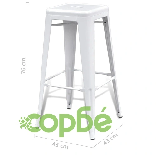 Бар табуретки, 6 бр, бели, стомана ➤ топ цена ➤ sorbe.bg