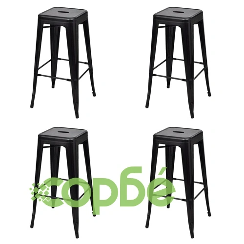 Бар табуретки, 4 бр, черни, стомана ➤ топ цена ➤ sorbe.bg