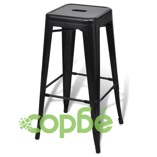 Бар табуретки, 6 бр, черни, стомана ➤ топ цена ➤ sorbe.bg