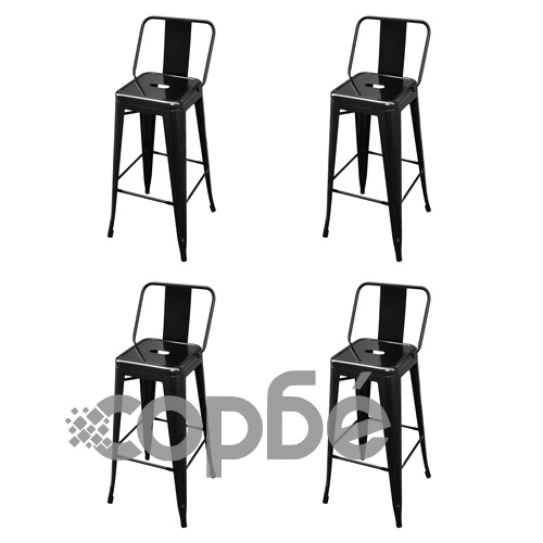Бар табуретки, 4 бр, черни, стомана ➤ топ цена ➤ sorbe.bg