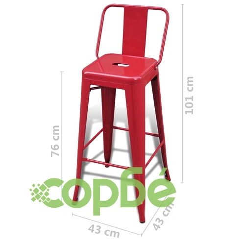 Бар табуретки, 4 бр, червени, стомана ➤ топ цена ➤ sorbe.bg