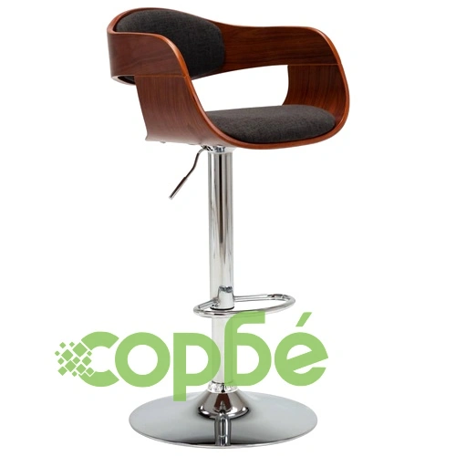 Бар табуретки, 2 бр, сиви, извито дърво и текстил ➤ топ цена ➤ sorbe.bg