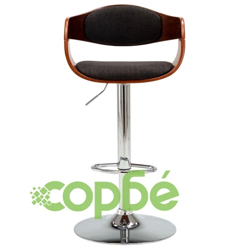 Бар табуретки, 2 бр, сиви, извито дърво и текстил ➤ топ цена ➤ sorbe.bg