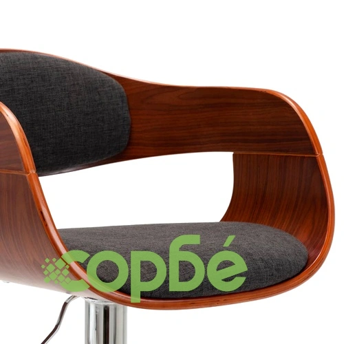 Бар табуретки, 2 бр, сиви, извито дърво и текстил ➤ топ цена ➤ sorbe.bg