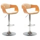 Бар табуретки, 2 бр, кремави, извито дърво и изкуствена кожа