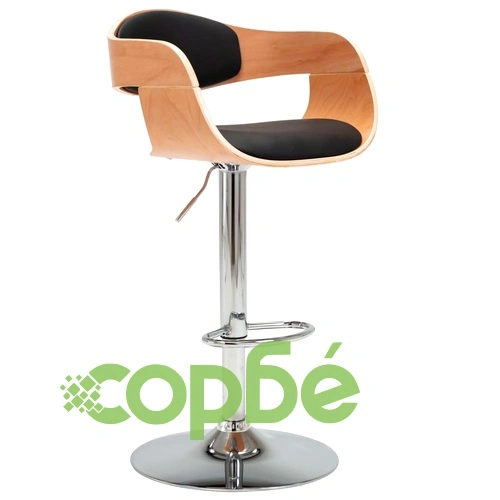 Бар табуретки, 2 бр, черни, извито дърво и изкуствена кожа ➤ топ цена ➤ sorbe.bg