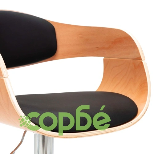 Бар табуретки, 2 бр, черни, извито дърво и изкуствена кожа ➤ топ цена ➤ sorbe.bg