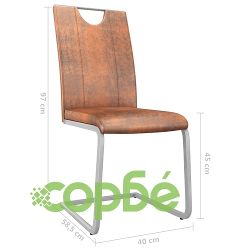 Трапезни столове, 6 бр, кафяви, изкуствен велур ➤ топ цена ➤ sorbe.bg