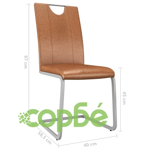 Трапезни столове, 6 бр, кафяви, изкуствена кожа ➤ топ цена ➤ sorbe.bg