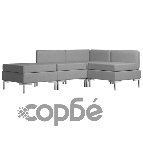 Комплект дивани, 4 части, текстил, светлосиви ➤ топ цена ➤ sorbe.bg