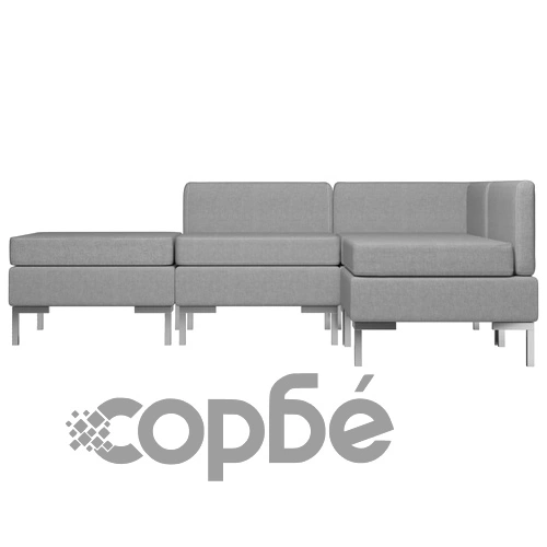 Комплект дивани, 4 части, текстил, светлосиви ➤ топ цена ➤ sorbe.bg