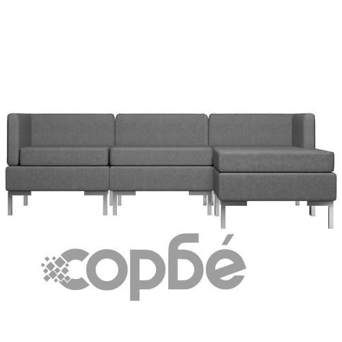 Комплект дивани, 4 части, текстил, тъмносив ➤ топ цена ➤ sorbe.bg