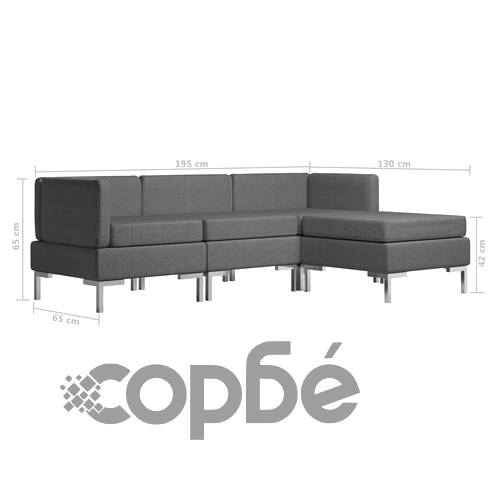 Комплект дивани, 4 части, текстил, тъмносив ➤ топ цена ➤ sorbe.bg