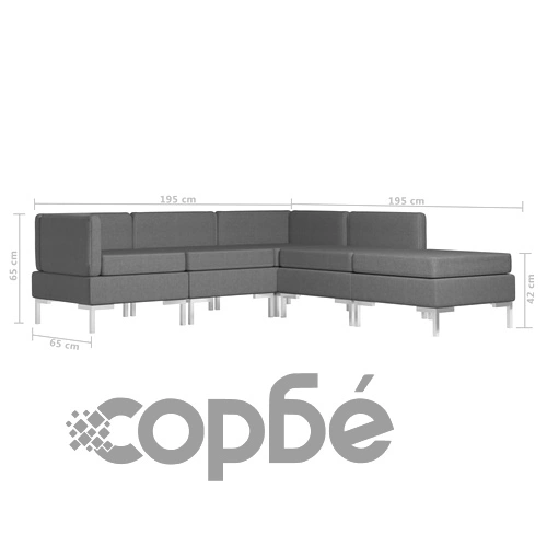 Комплект дивани, 5 части, текстил, тъмносиви ➤ топ цена ➤ sorbe.bg