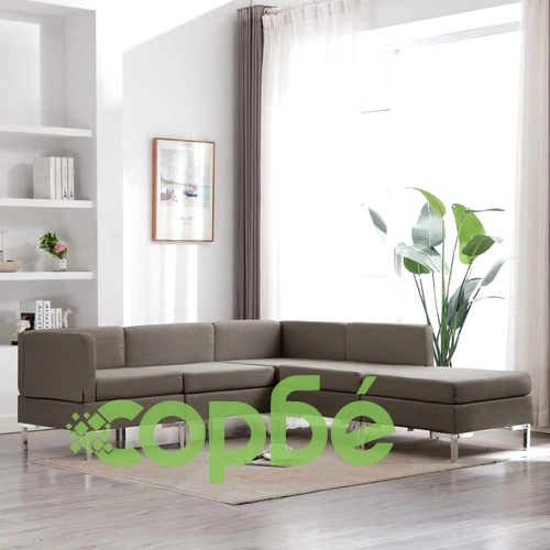Комплект дивани, 5 части, текстил, таупе ➤ топ цена ➤ sorbe.bg