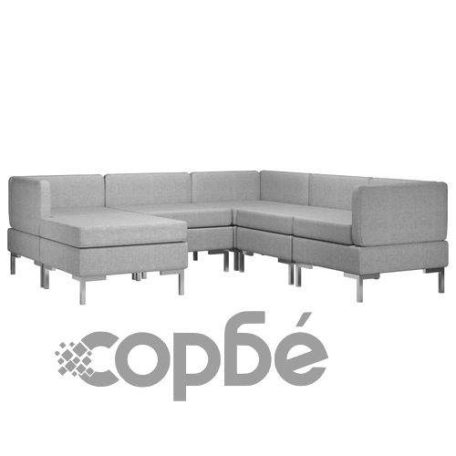 Комплект дивани, 6 части, текстил, светлосиви ➤ топ цена ➤ sorbe.bg