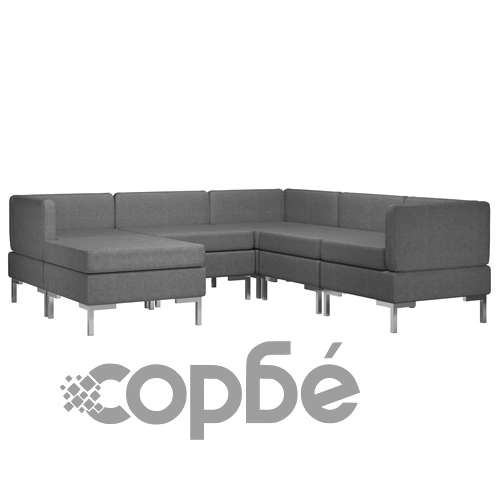 Комплект дивани, 6 части, текстил, тъмносиви ➤ топ цена ➤ sorbe.bg