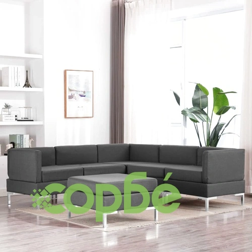 Комплект дивани, 6 части, текстил, тъмносиви ➤ топ цена ➤ sorbe.bg