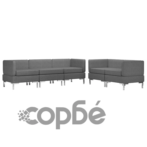 Комплект дивани, 5 части, текстил, тъмносиви ➤ топ цена ➤ sorbe.bg